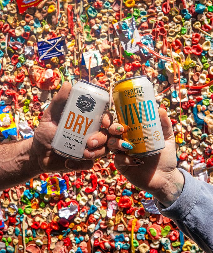 Seattle Cider Co - Core and Vivid ciders cheers